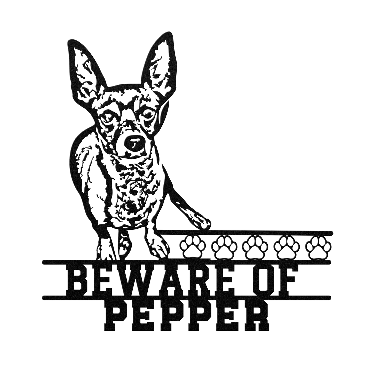 Personalized Beware Of Dog Metal Art Sign, Custom Dog Breed Metal Art, Chihuahua Dog Name Sign, Dog Metal Wall Art, Custom Metal Sign