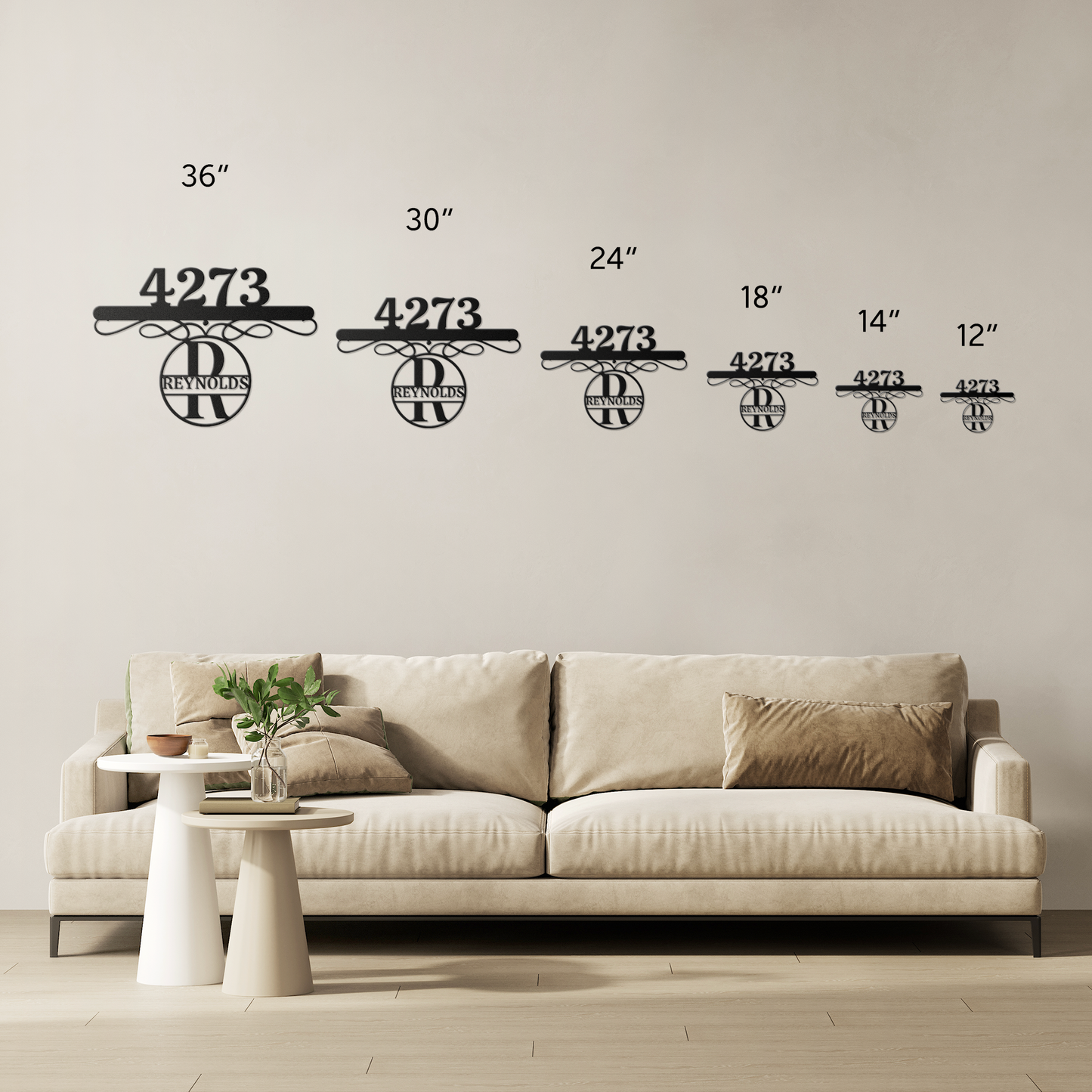 Personalized Metal Wall Art Sign With Name and House Number