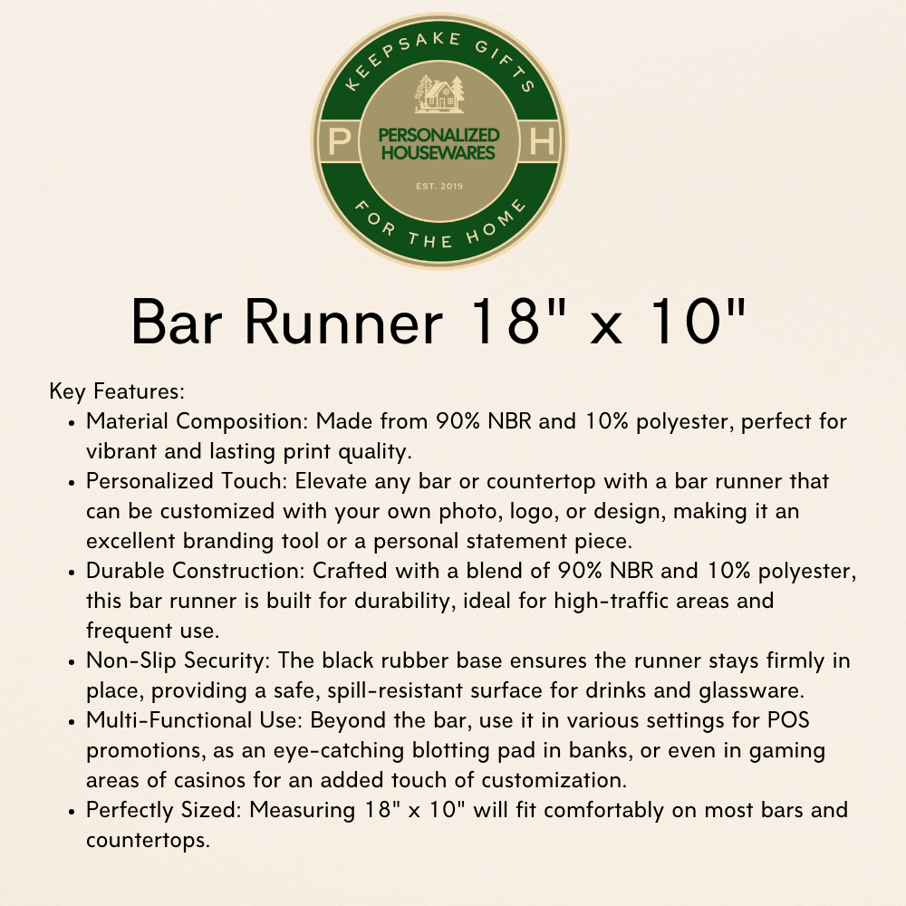 Personalized Coffee Bar Runner 18" x 10"
