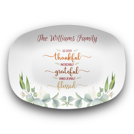 Thankful, Grateful, Blessed Personalized Thanksgiving Serving Platter