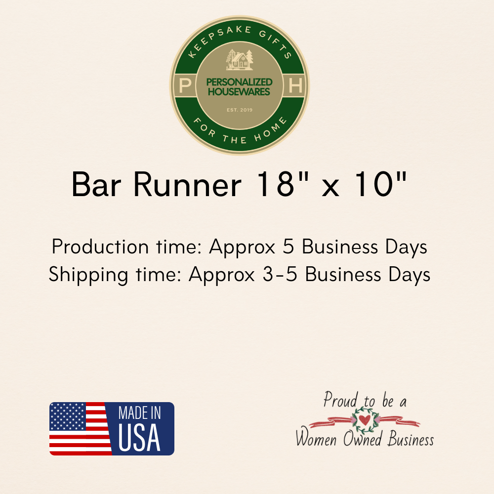 Personalized Coffee Bar Runner 18" x 10"