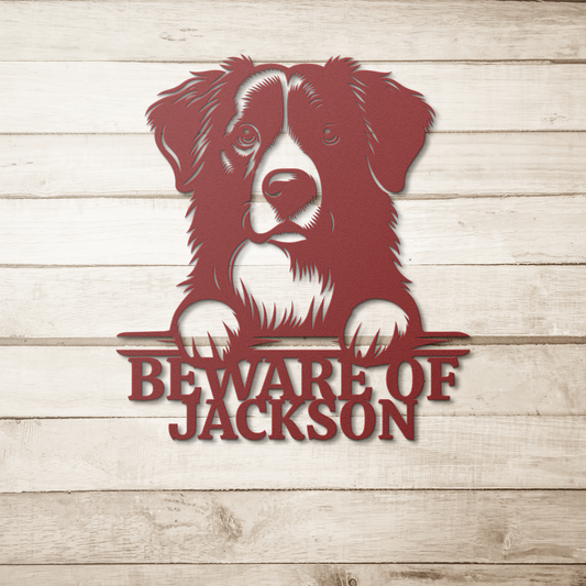 Personalized Beware Of Dog Breed Metal Art Sign