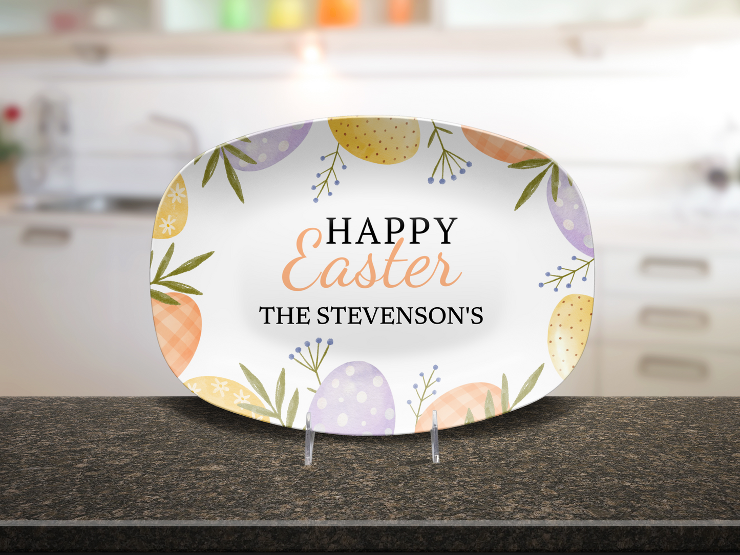 Personalized Happy Easter Pastel Platter