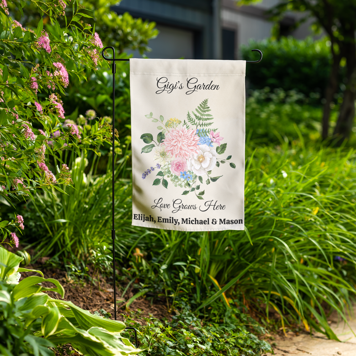 Personalized Garden Flag, Custom Outdoor Decor, Floral Yard Accent, Double-Sided Printing, Housewarming Gift Idea, Weather-Resistant