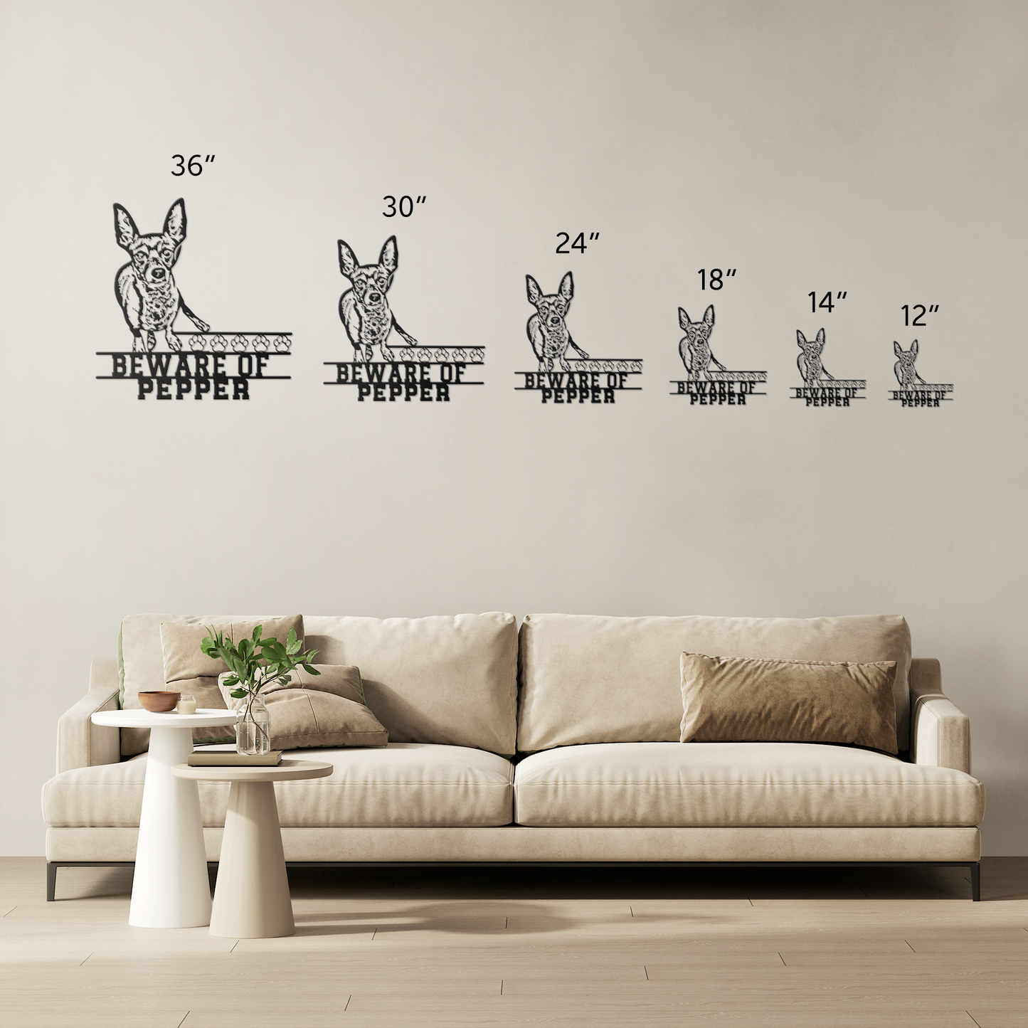 Personalized Beware Of Dog Metal Art Sign, Custom Dog Breed Metal Art, Chihuahua Dog Name Sign, Dog Metal Wall Art, Custom Metal Sign