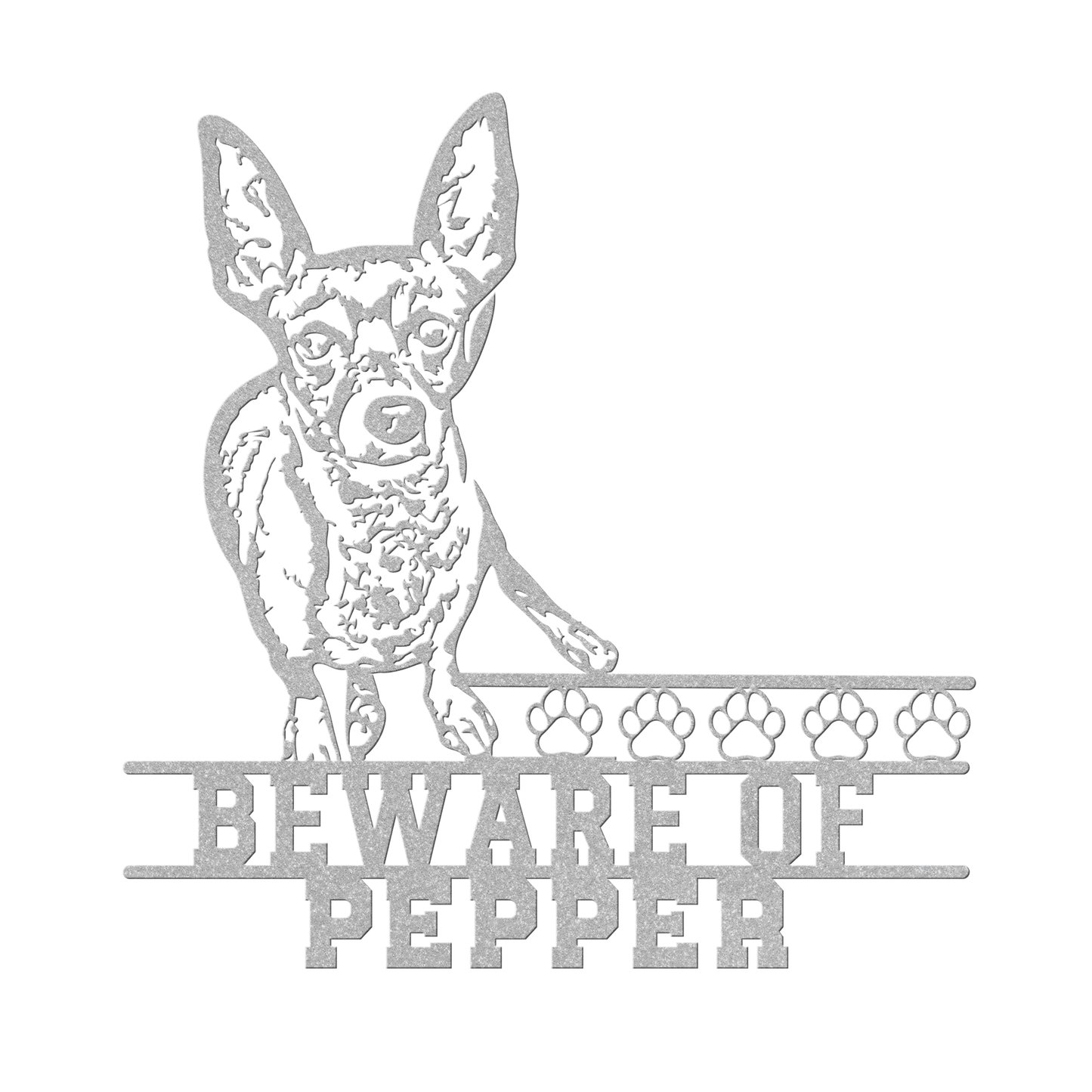 Personalized Beware Of Dog Metal Art Sign, Custom Dog Breed Metal Art, Chihuahua Dog Name Sign, Dog Metal Wall Art, Custom Metal Sign