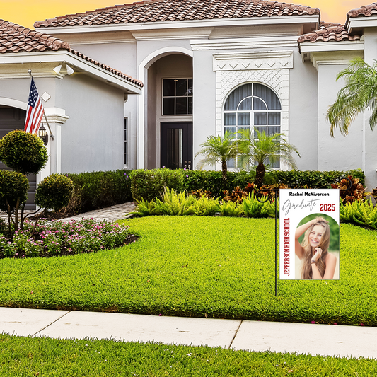Graduation Garden Flag 12" x 18" Double-Sided Print (With or Without Pole)