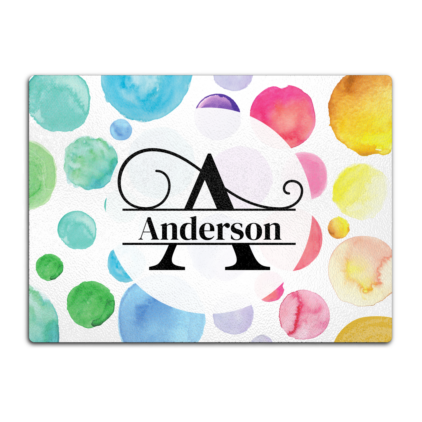 Personalized Textured Glass Cutting Board Polka Dot