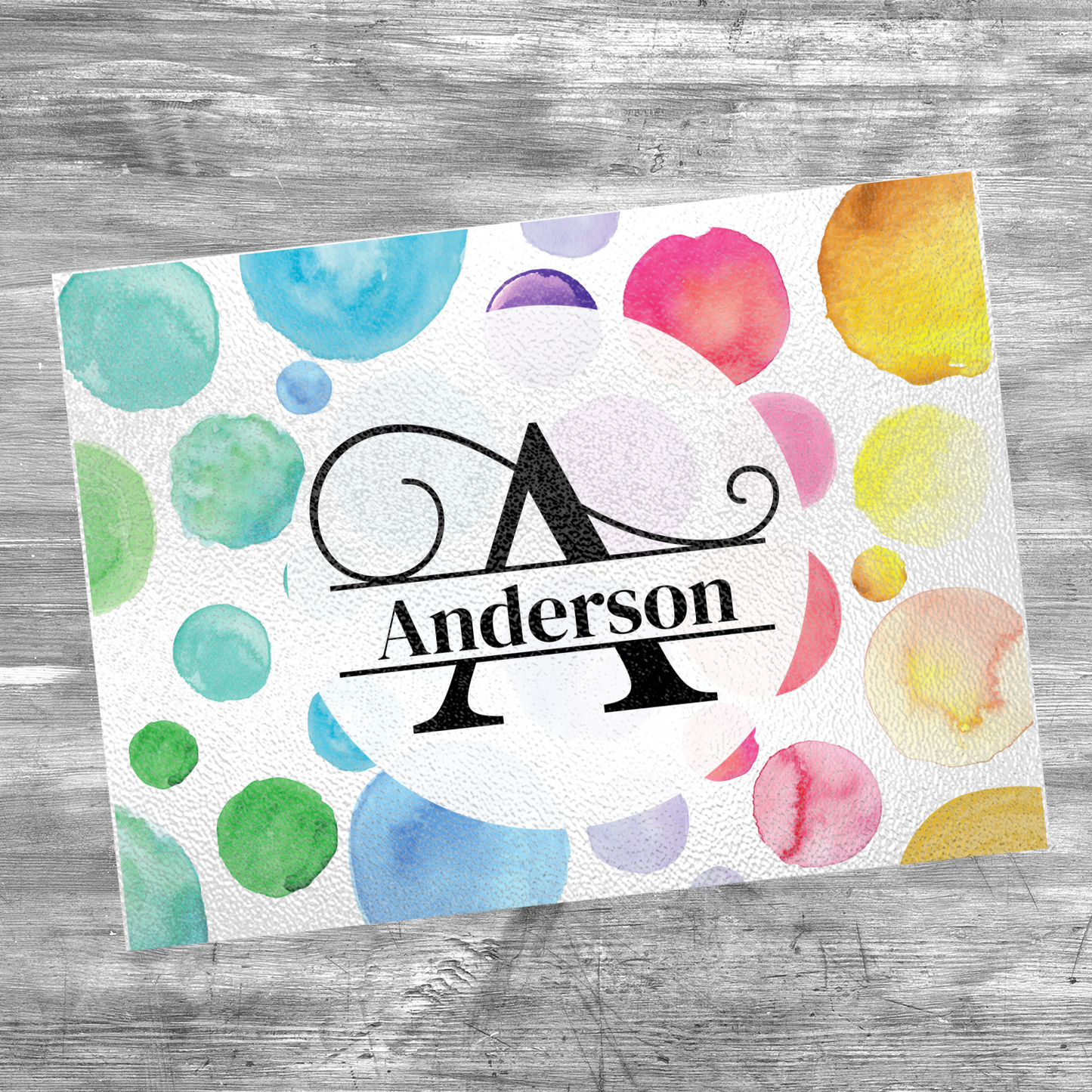 Personalized Textured Glass Cutting Board Polka Dot