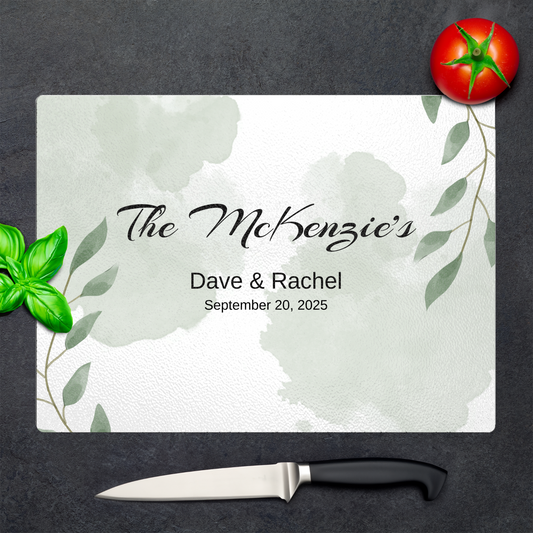 Personalized Textured Glass Cutting Board Green