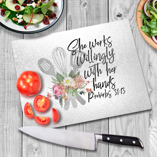 Textured Glass Cutting Board Proverbs