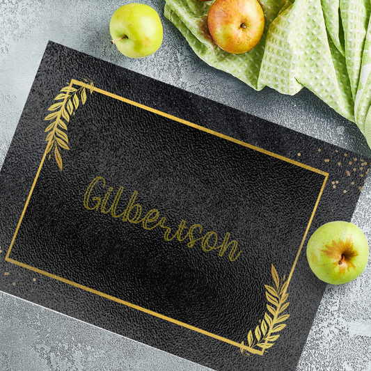 Personalized Textured Glass Cutting Board Black